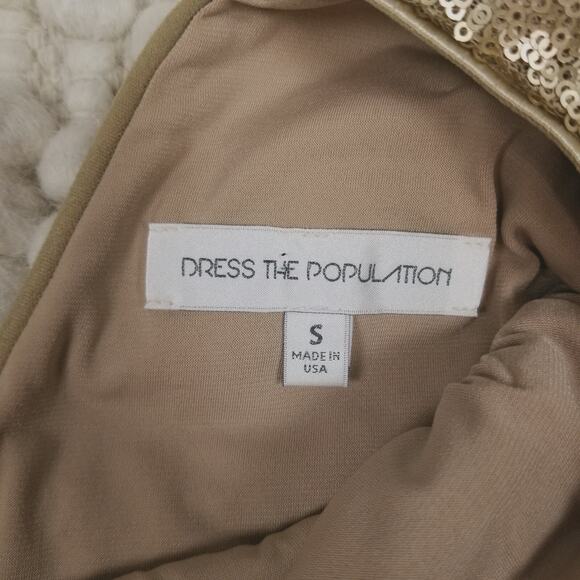 Dress The Population Gold Mini Sequin Bodycon Dress Sz Small - Picture 8 of 10